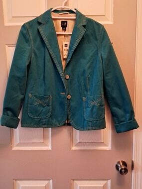 GAP Teal Cotton Blazer Jacket